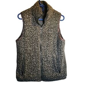 RealTree Womens Green Chunky Camo Trim Sherpa Fleece Vest- Size Large